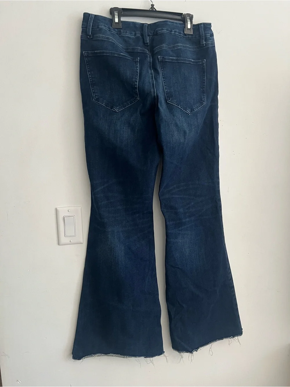 Express 70s Flare Jeans Women’s Large 12/14/16 Mid Rise FlexX Hyper Stretch Raw